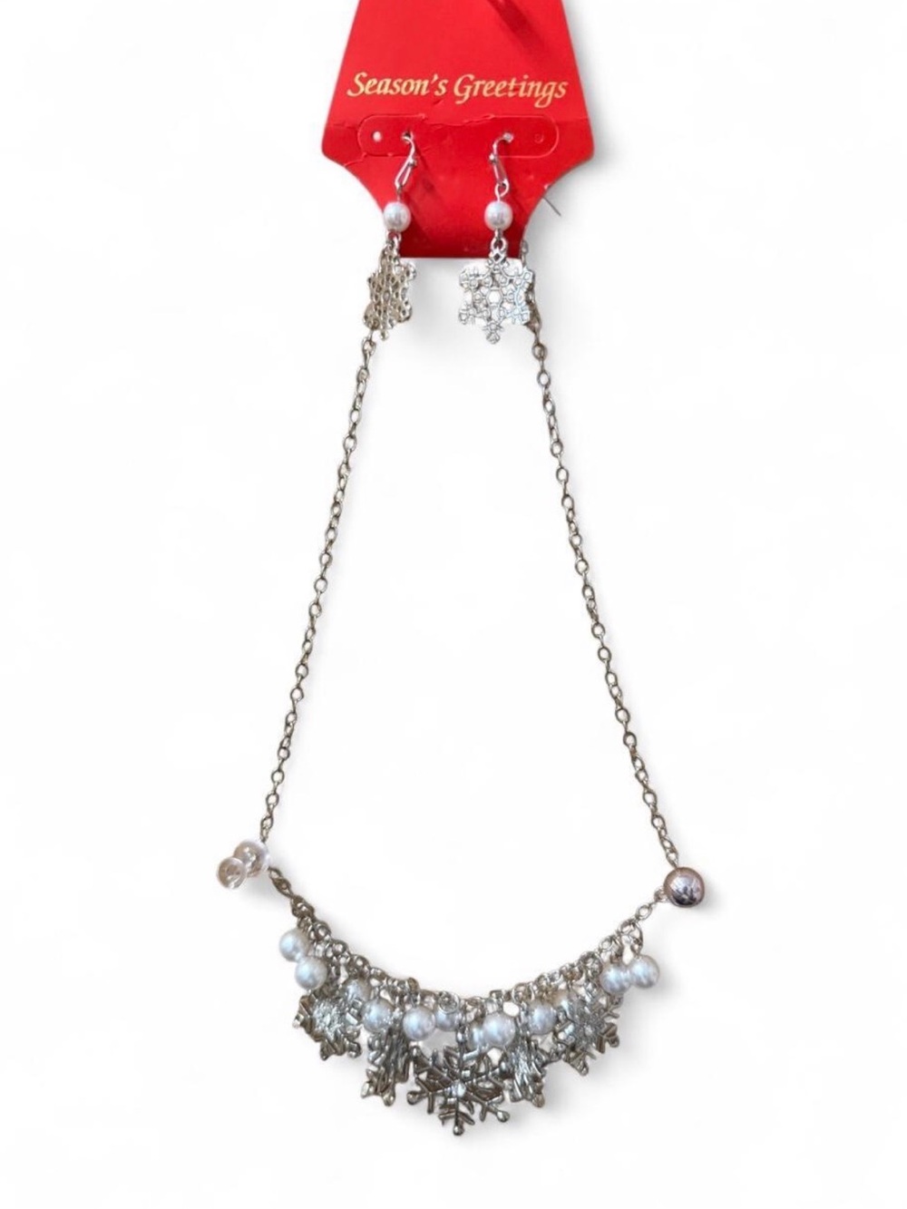 Silver Snowflake Necklace and earrings set